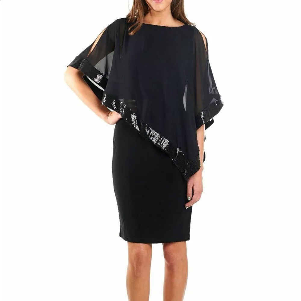 NWT Joseph Ribkoff black shawl dress size 8